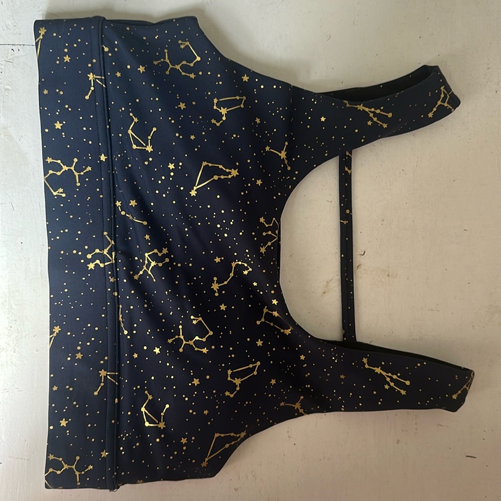 Fearless Sports Bra Navy blue with gold constellations Maven Thread